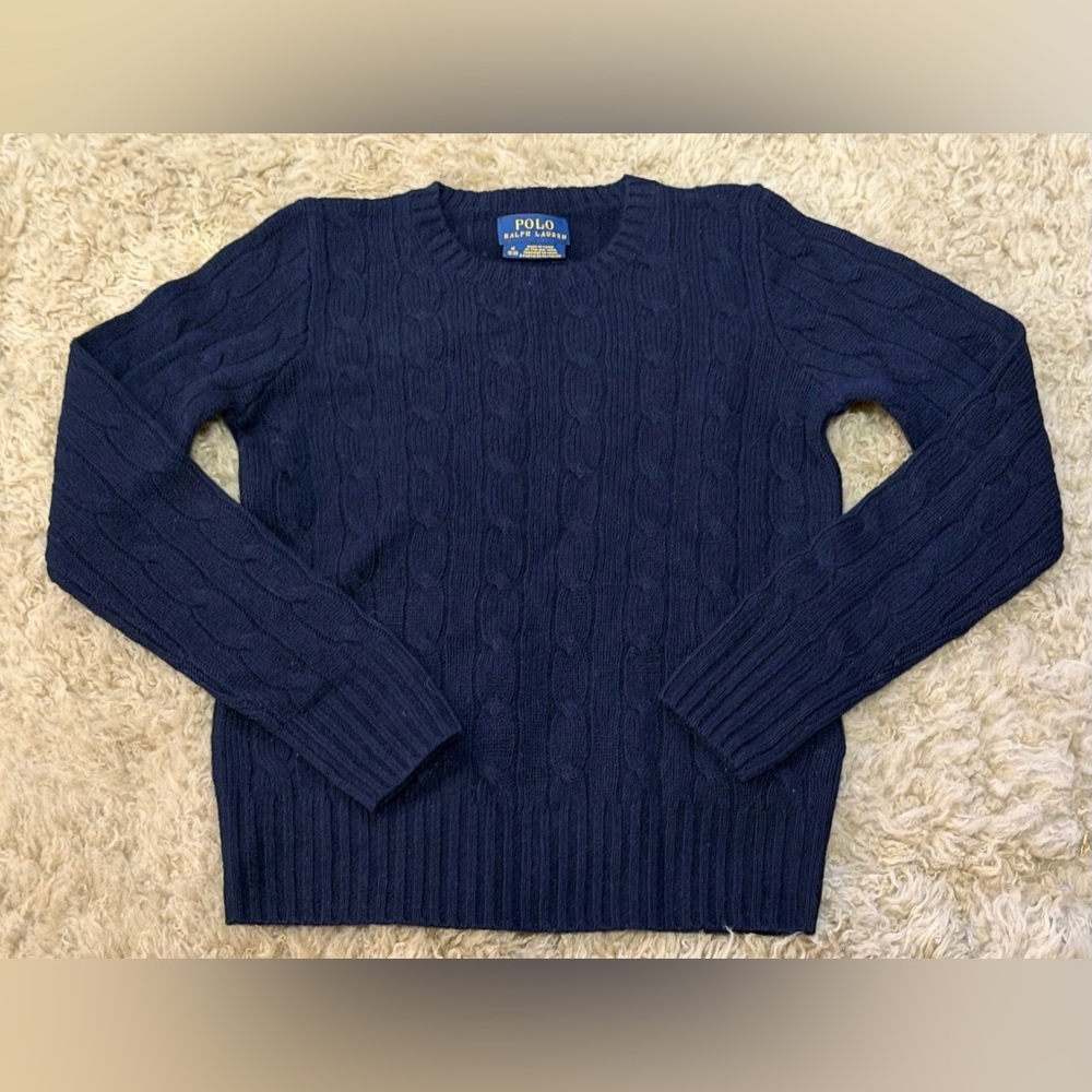 Polo by Ralph Lauren youth Navy Cable Knit Cashmere Sweater size 8-10